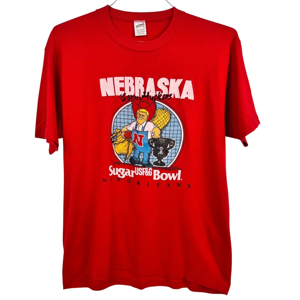 VTG 90s Nebraska Cornhuskers Sugar Bowl Football‎ T-Shirt S.S. Herbie Husker M/L